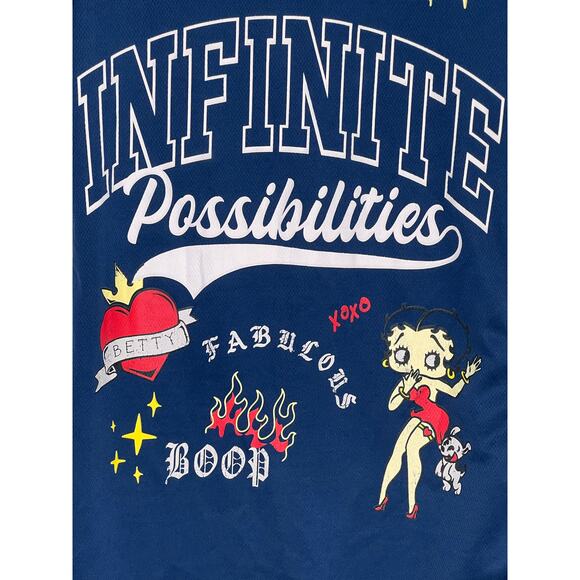 Betty Boop Infinite Possibilities Graphic Button Down Jersey Blue S - Picture 6 of 6